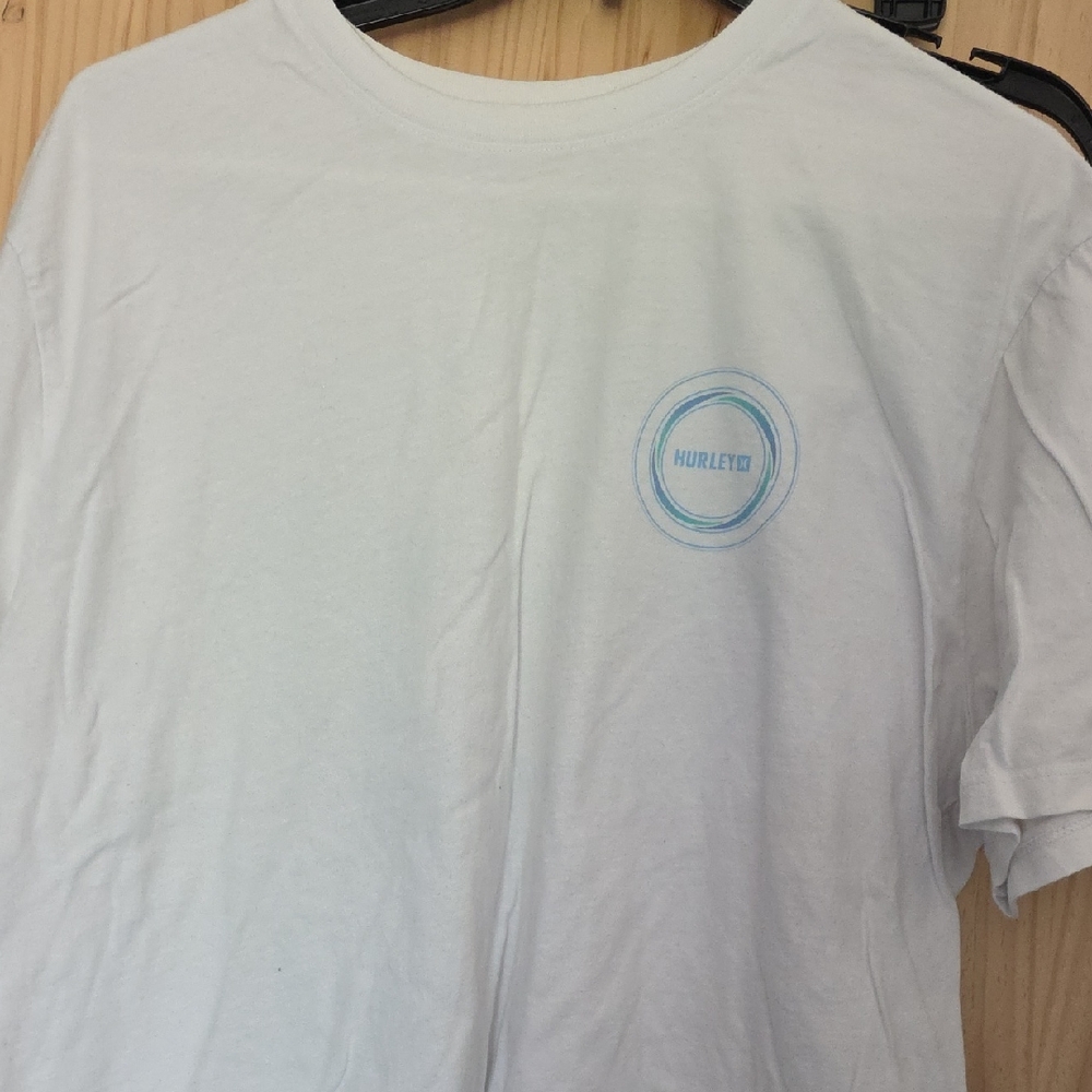 Hurley White Short Sleeve Tee with Light Blue Chest Logo